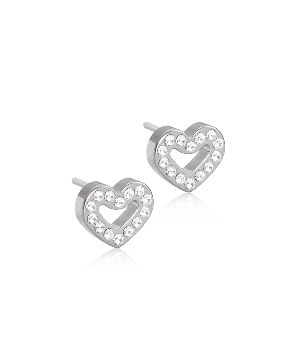 Blomdahl kinderoorbellen open hartje Crystal – Natural Titanium