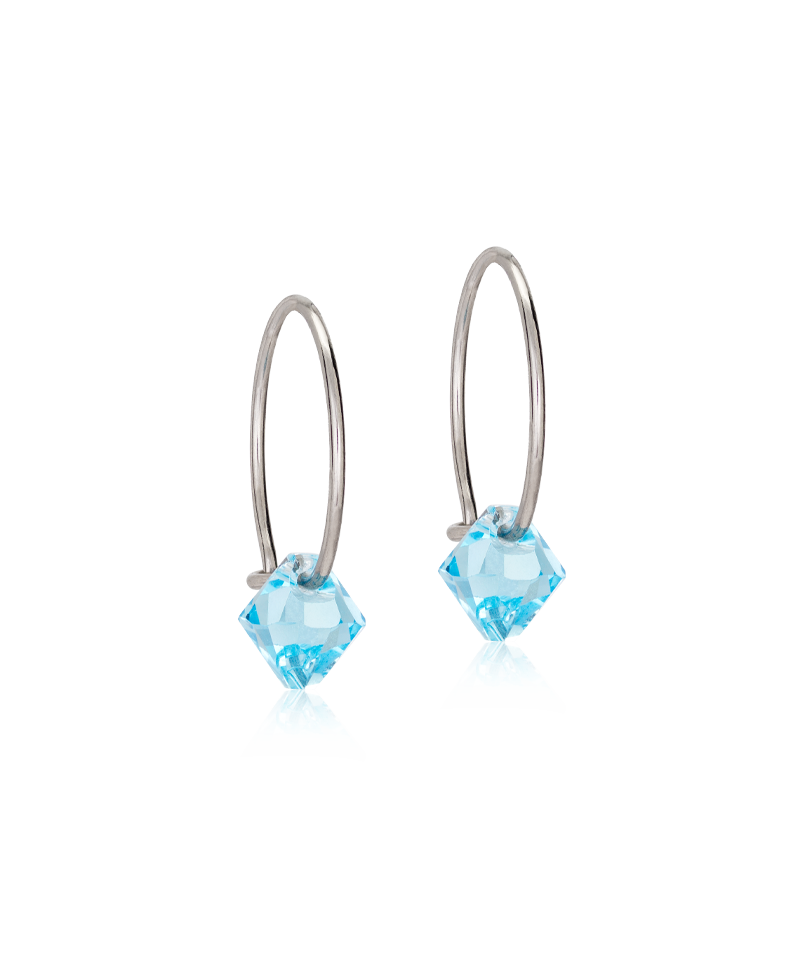 Blomdahl kinderoorbellen creolen Aquamarine – Natural Titanium