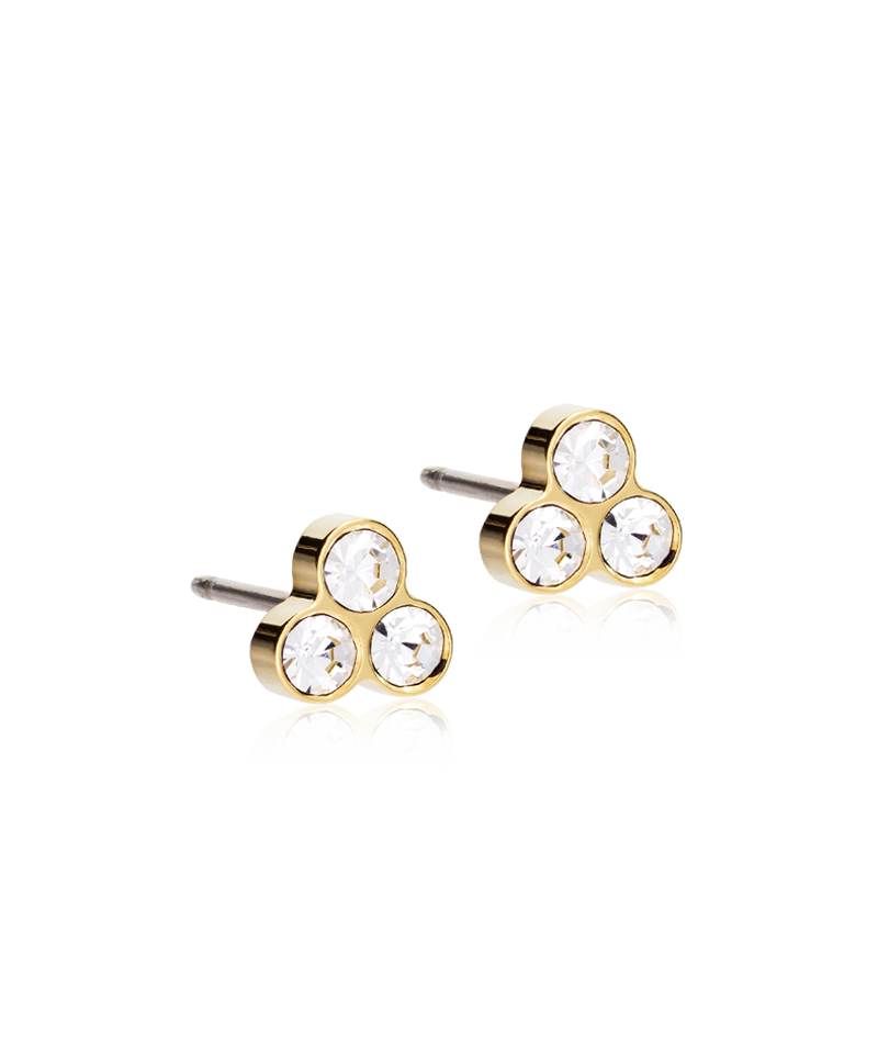 Blomdahl kinderoorbellen klaver Crystal – Golden Titanium