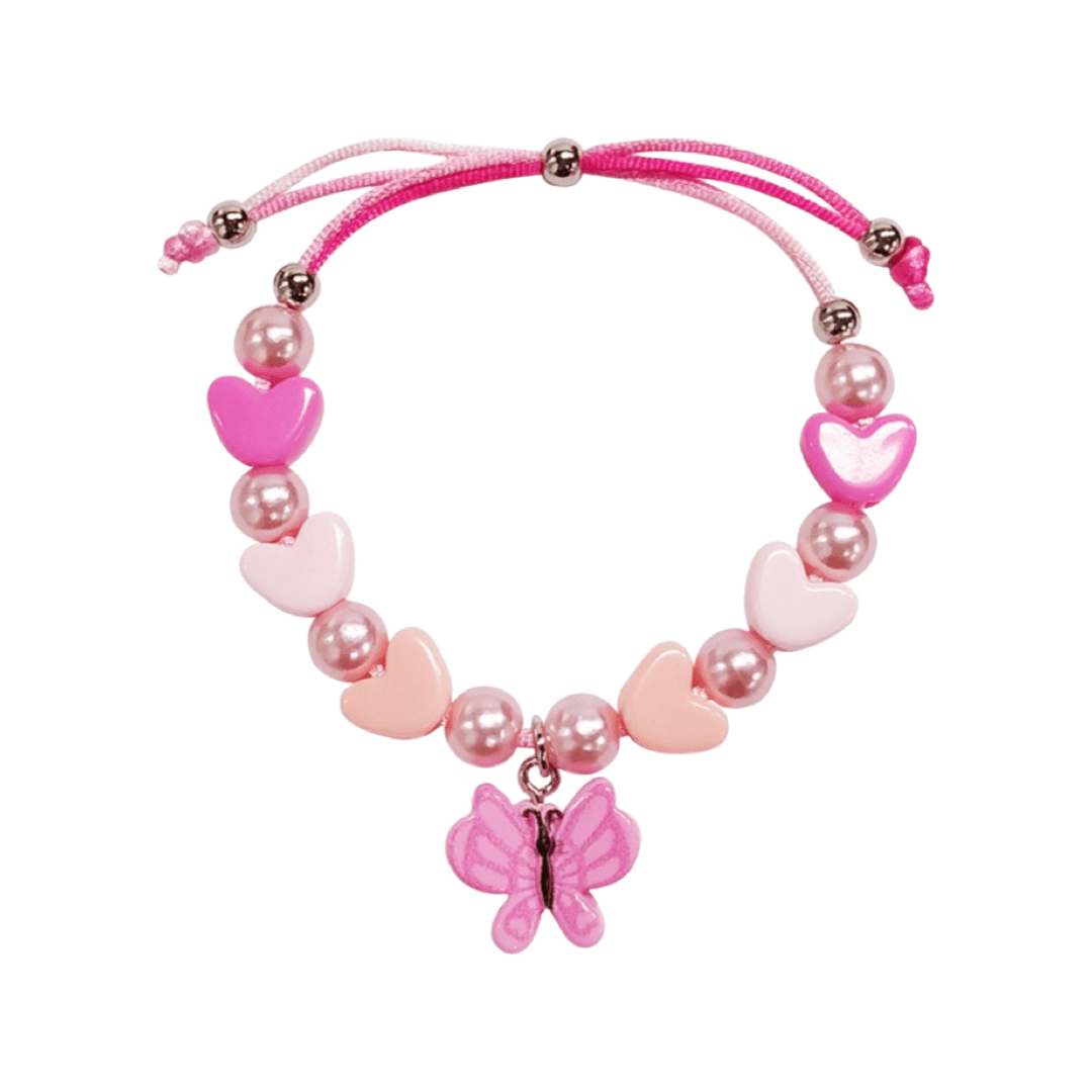 Armbandje: Roze vlinder