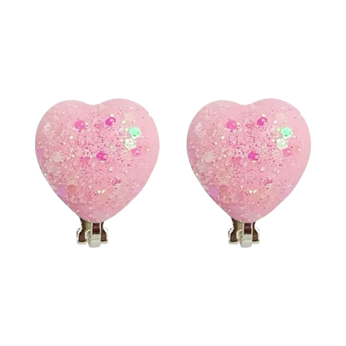 Clip earrings: Pink hearts