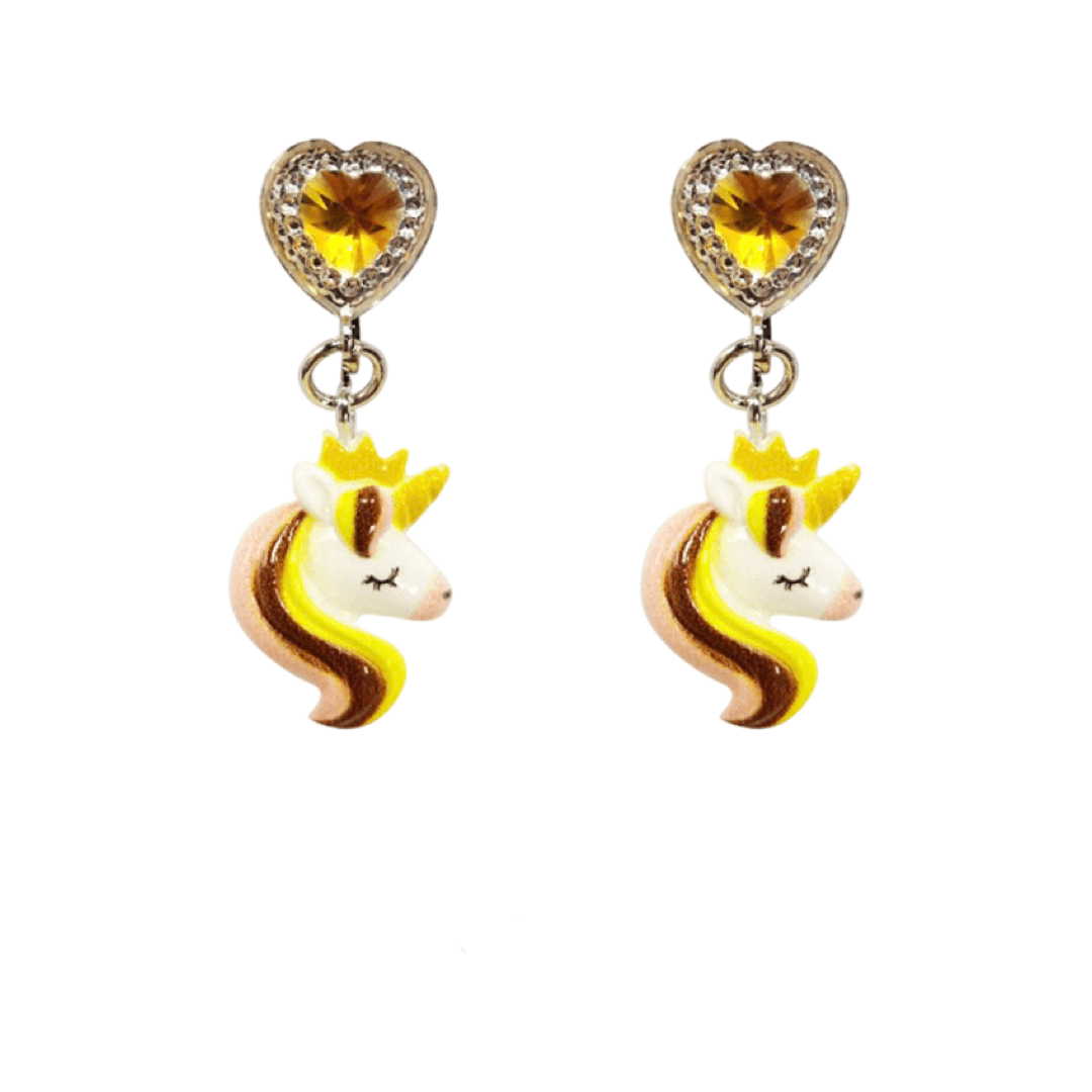 Clip earrings: Unicorn gold hanging