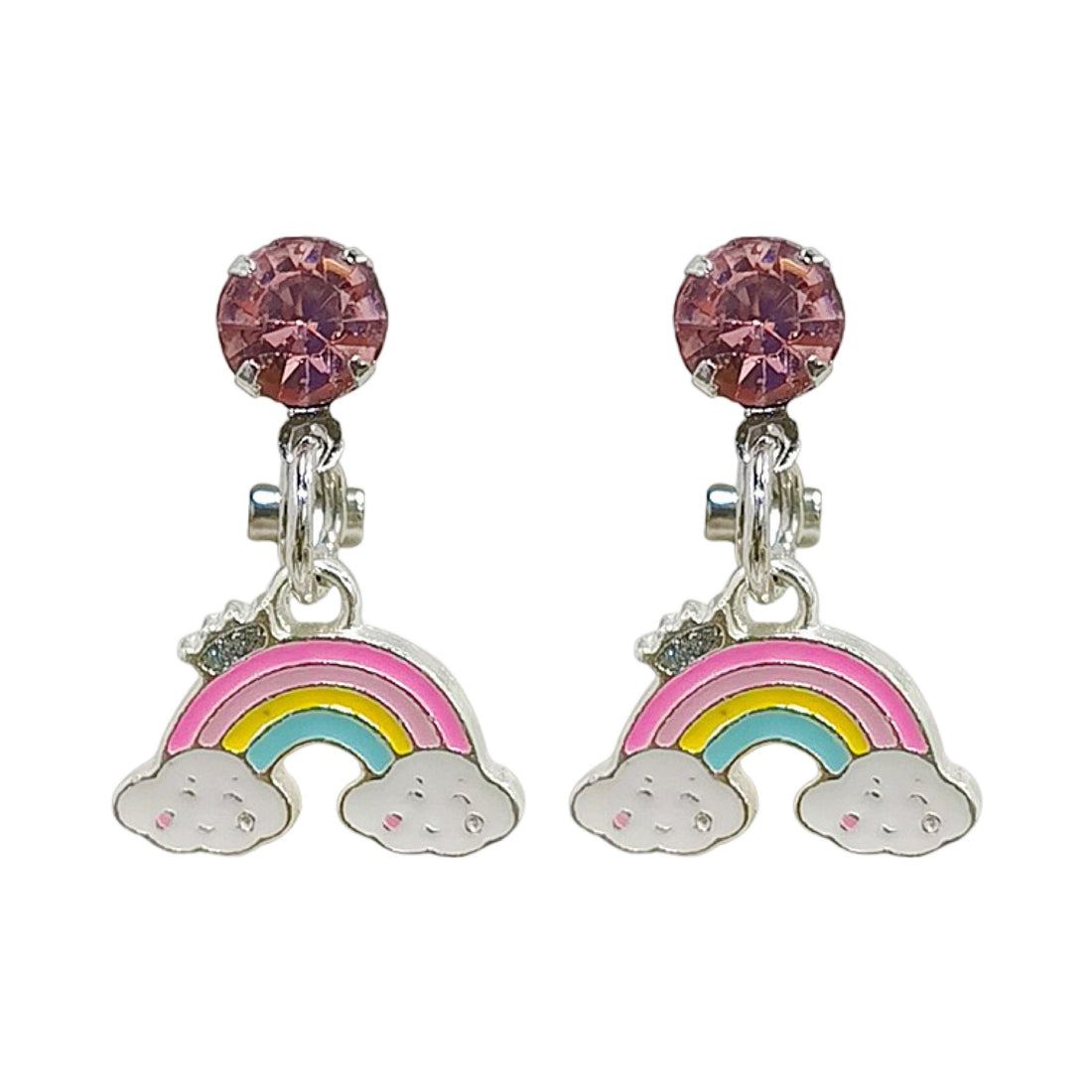 Clip earrings: Hanging rainbows