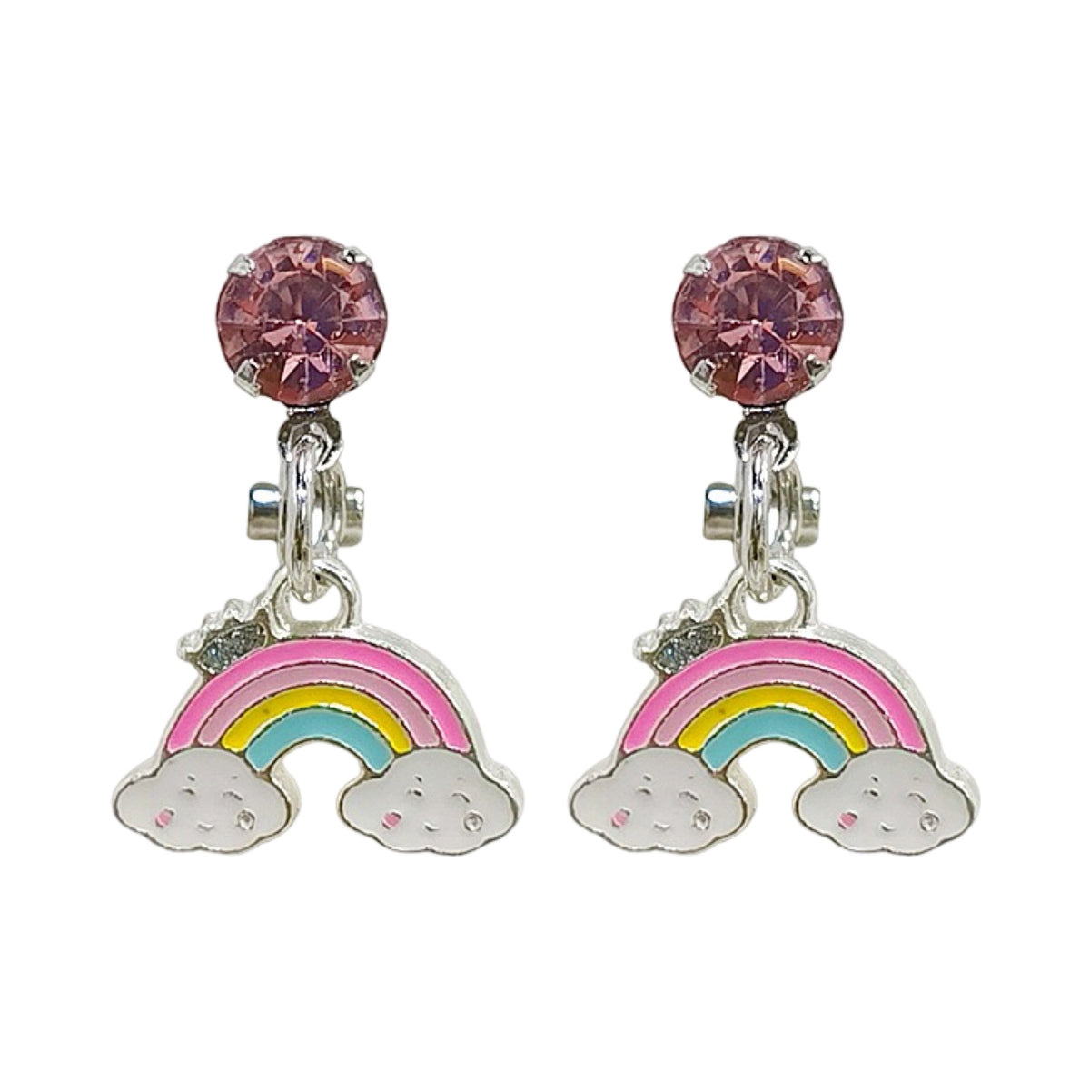 Clip earrings: Hanging rainbows