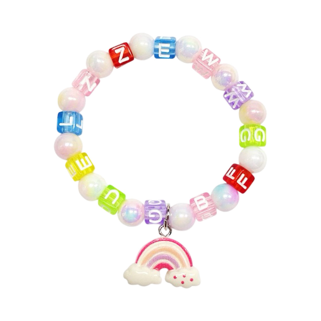 Armbandje: Eenhoorn regenboog/letters