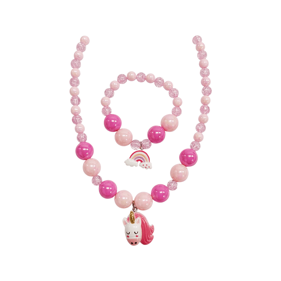 Kinderketting met armbandje: Roze eenhoorn