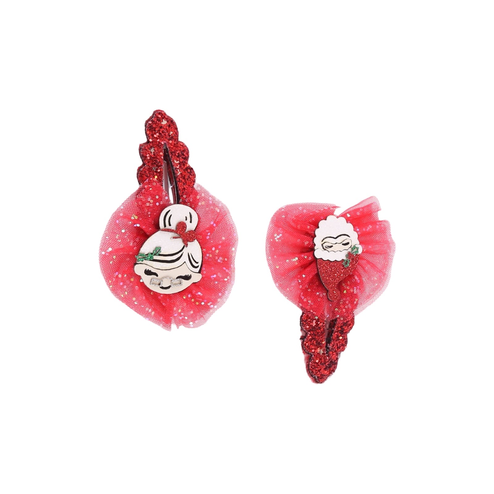 Hair pins: Santa Claus and Christmas woman