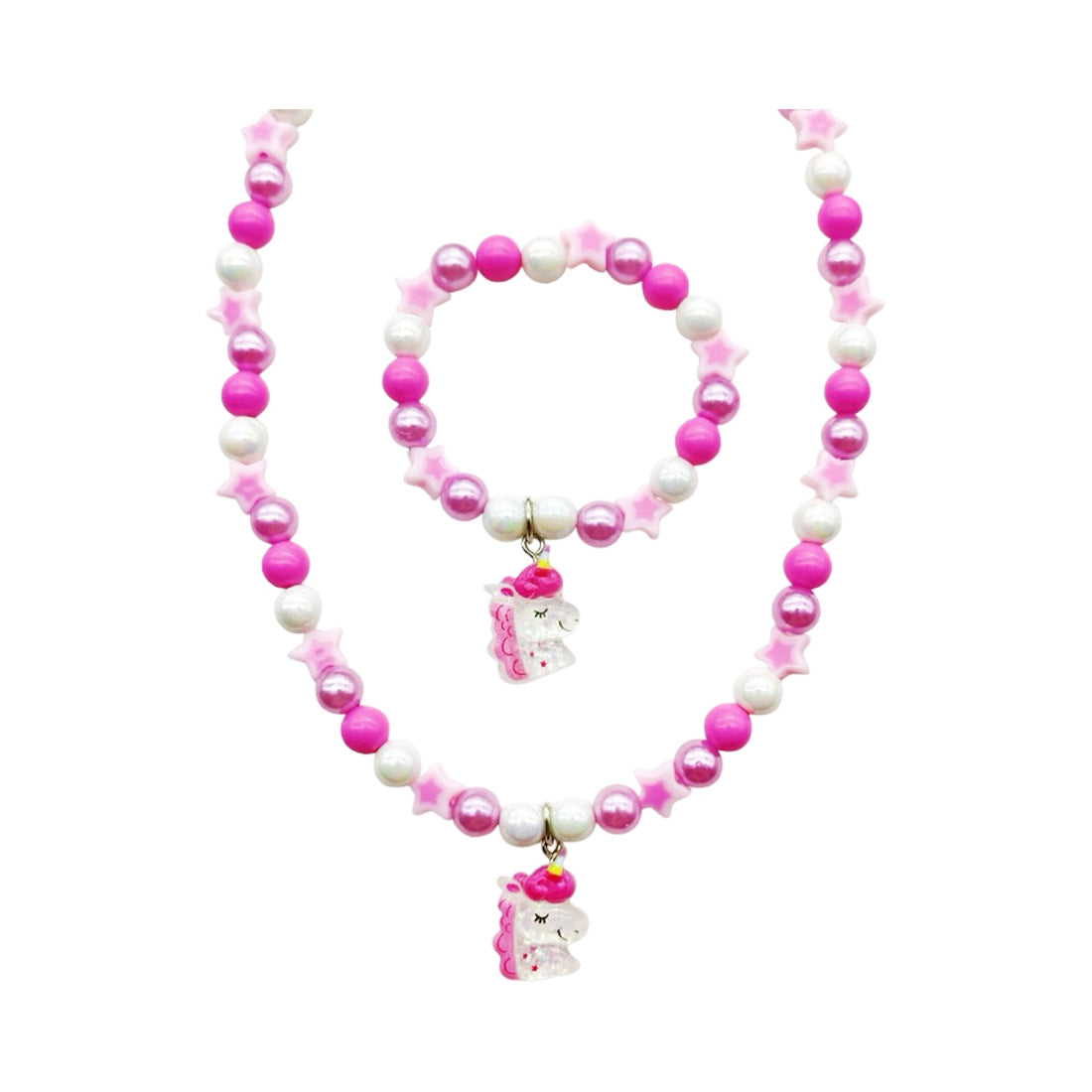 Kinderketting met armbandje: Eenhoorntjes roze