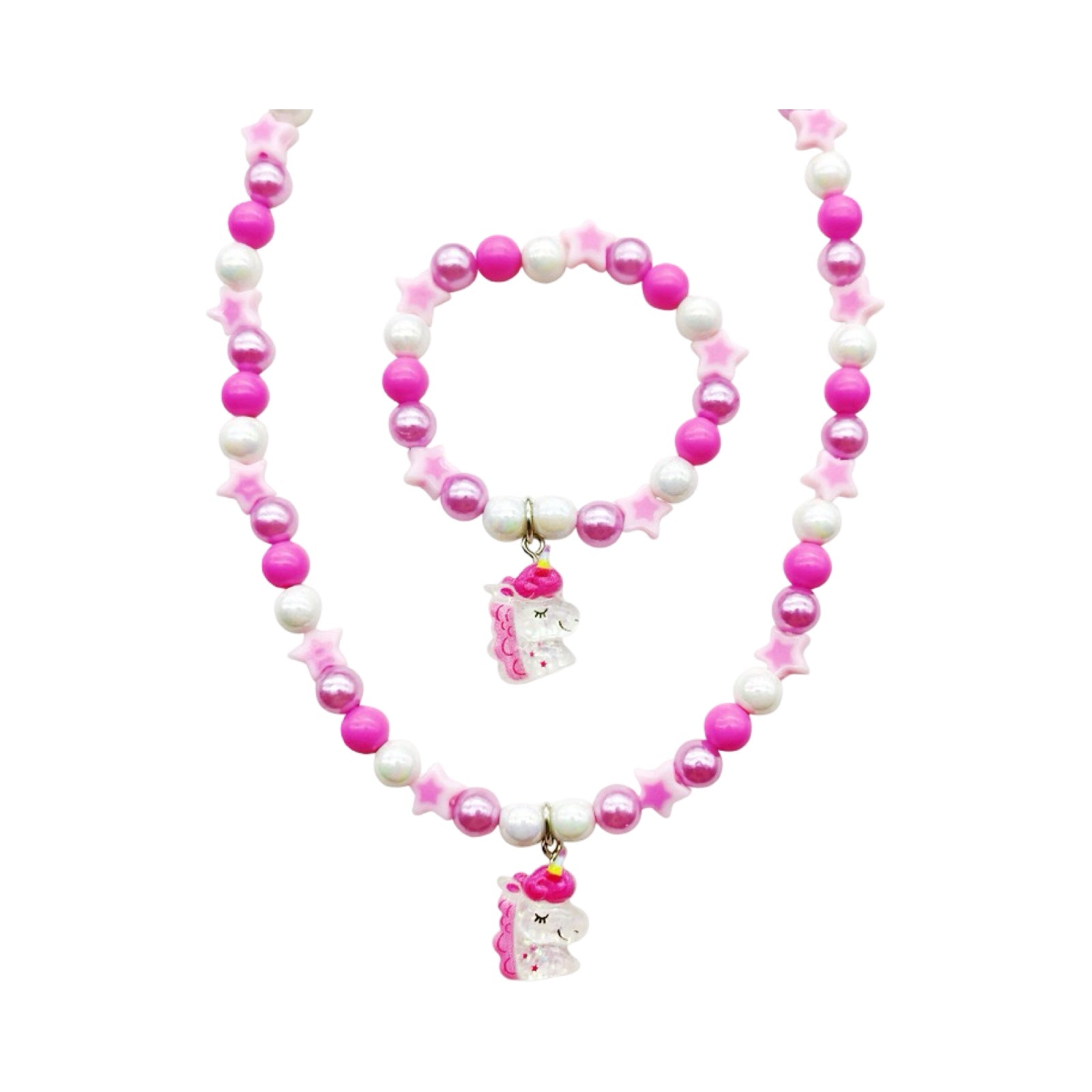 Kinderketting met armbandje: Eenhoorntjes roze