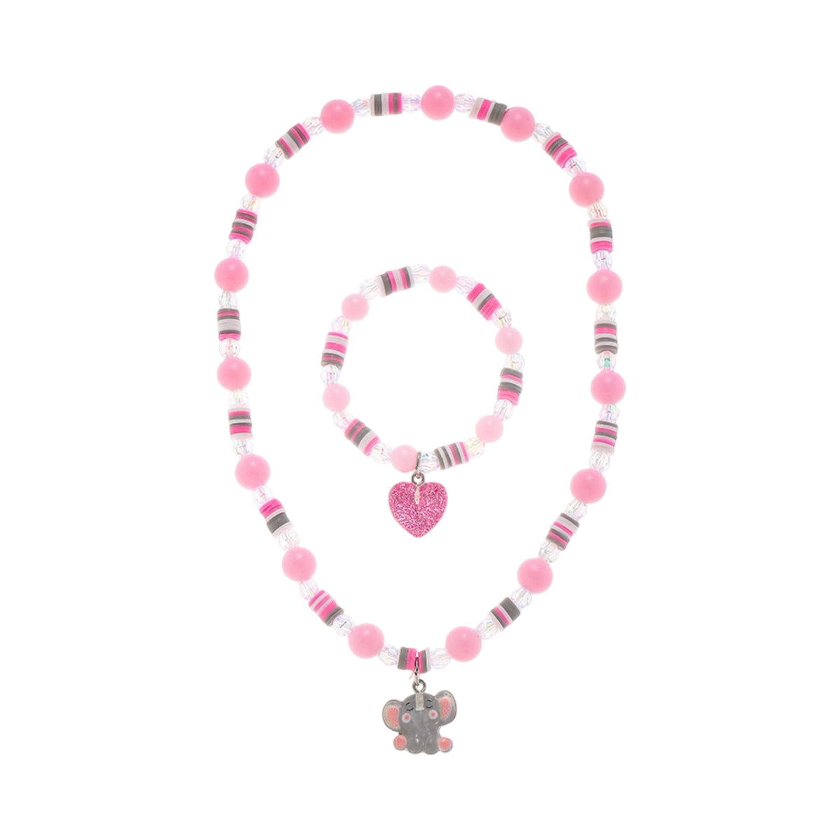 Collar infantil con pulsera: Elefante y corazón