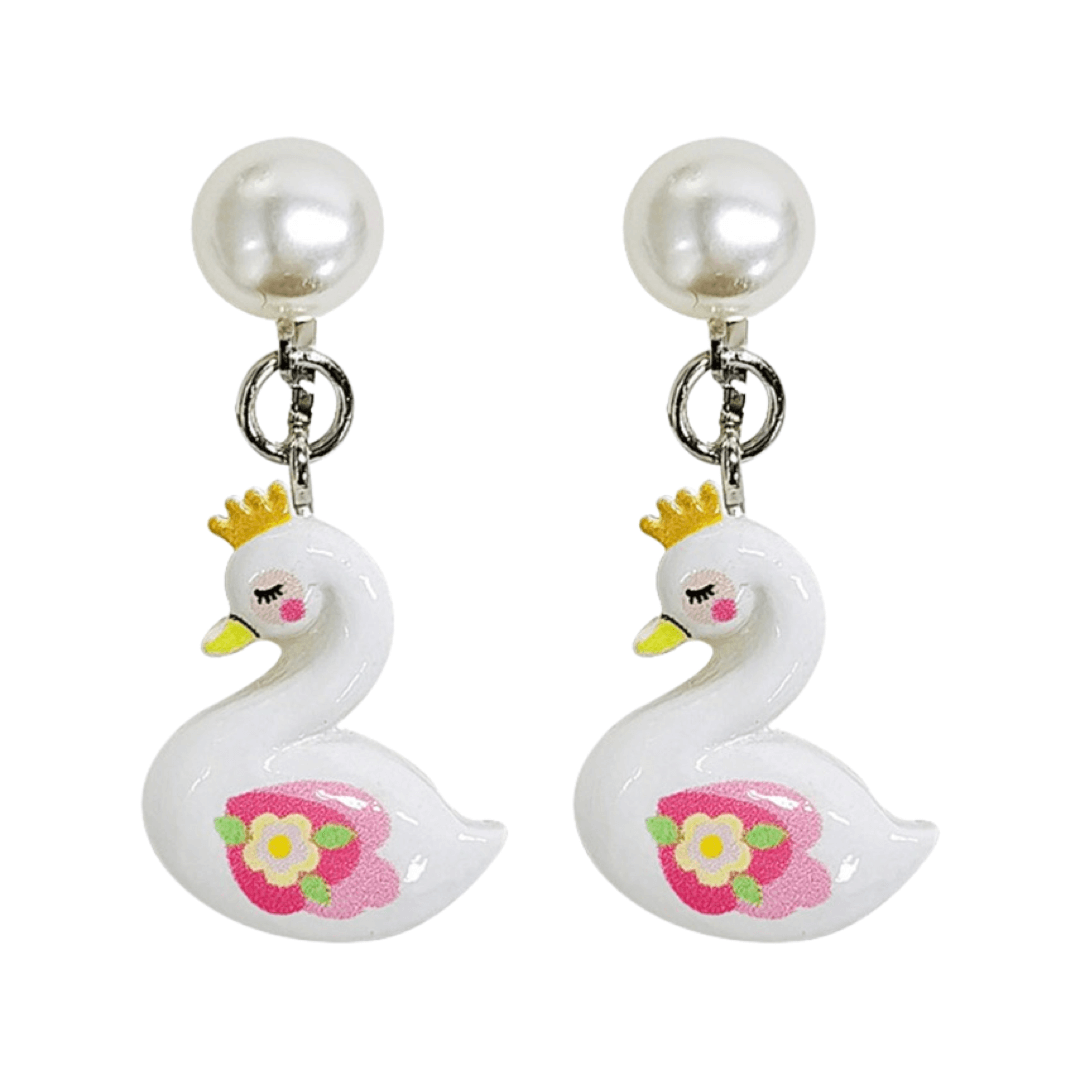 Clip earrings: Swan hanging