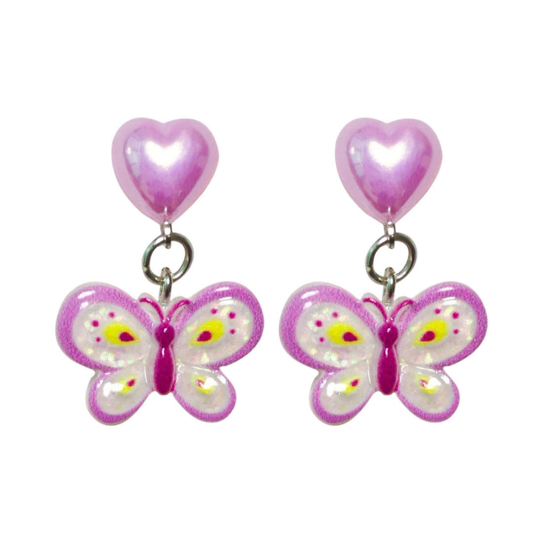 Clip earrings: Unicorns hanging butterflies