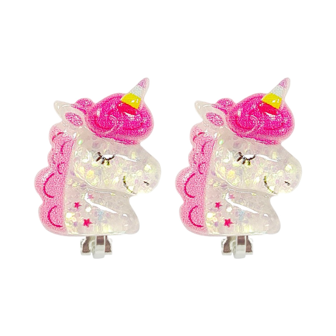 Clip earrings: Pink unicorns