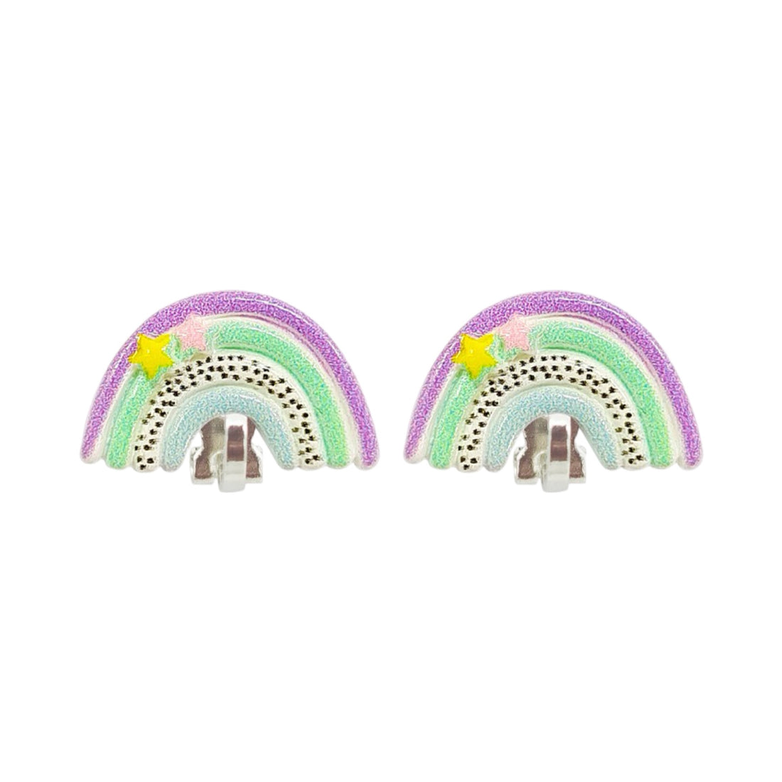 Clip-Ohrringe: Regenbogen pastellfarben