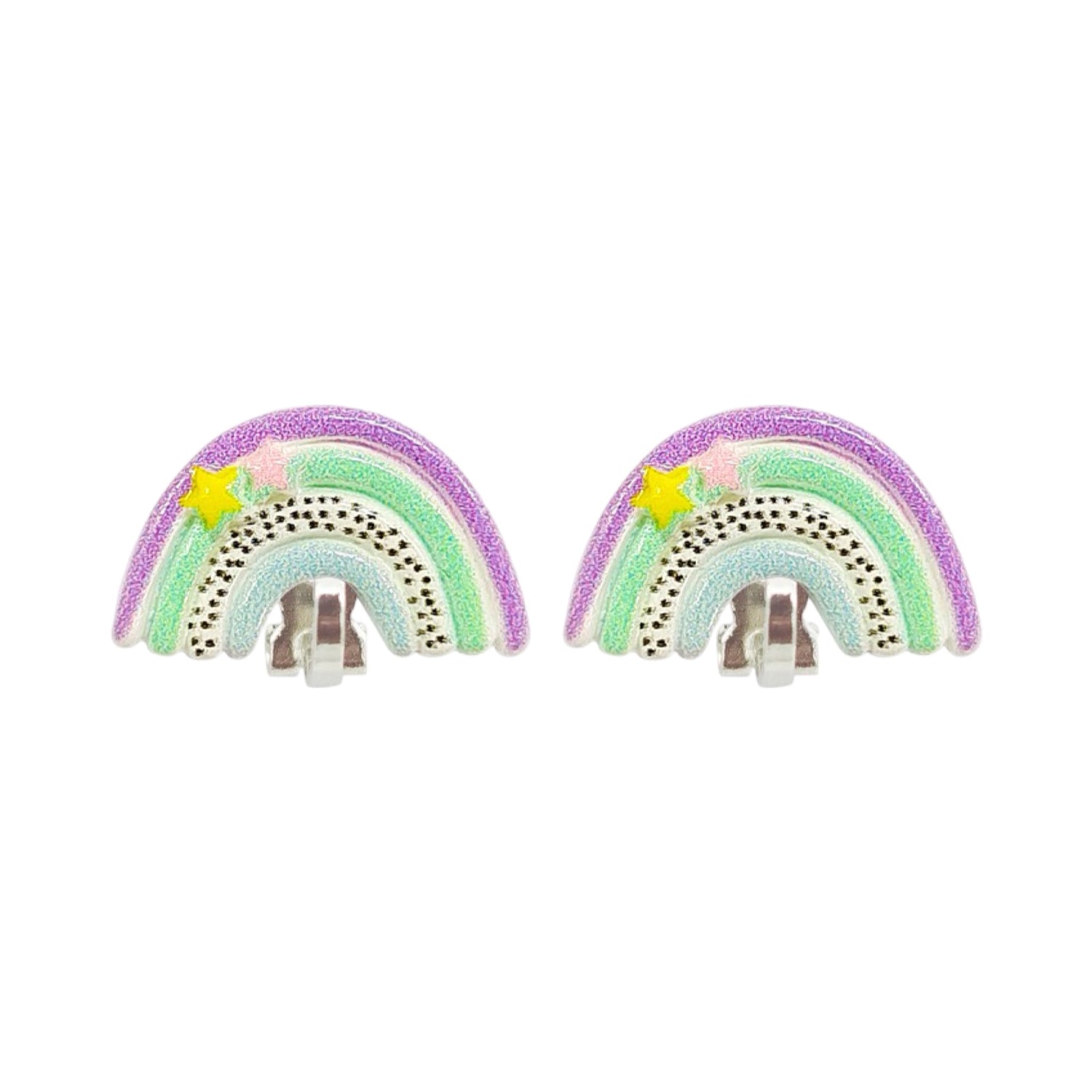 Clip-Ohrringe: Regenbogen pastellfarben