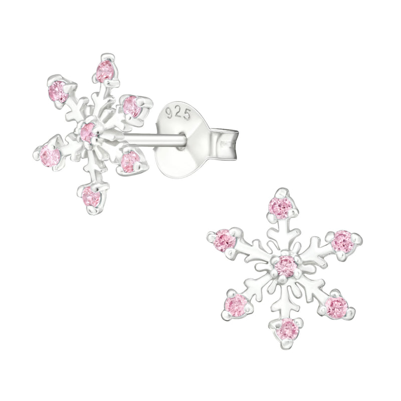 Zilveren kinderoorbellen: IJsster roze (Frozen)