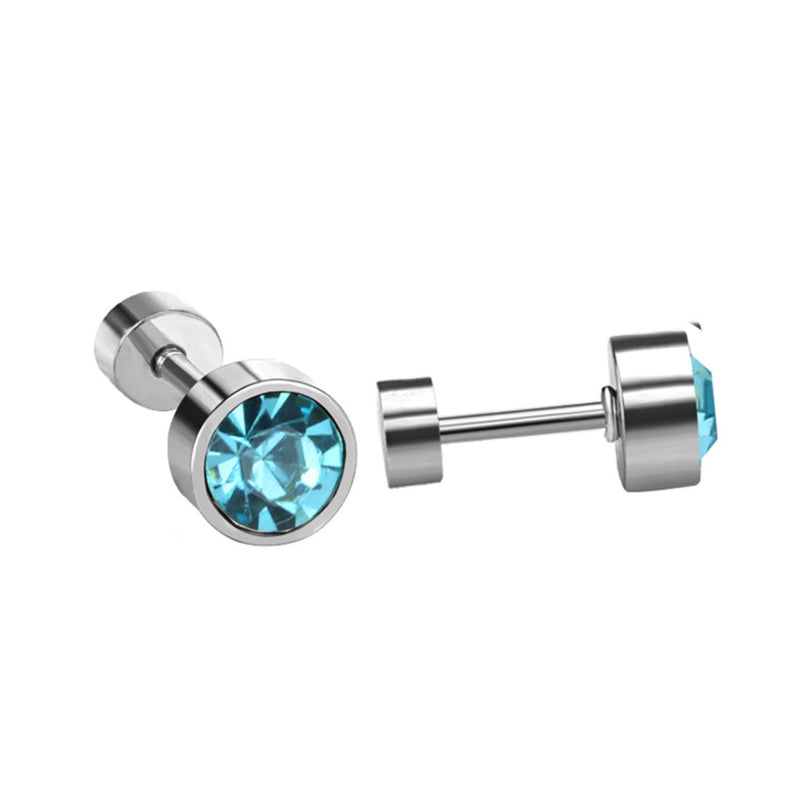 Chirurgisch staal kinderoorbellen: Kristal met schroefsluiting licht blauw