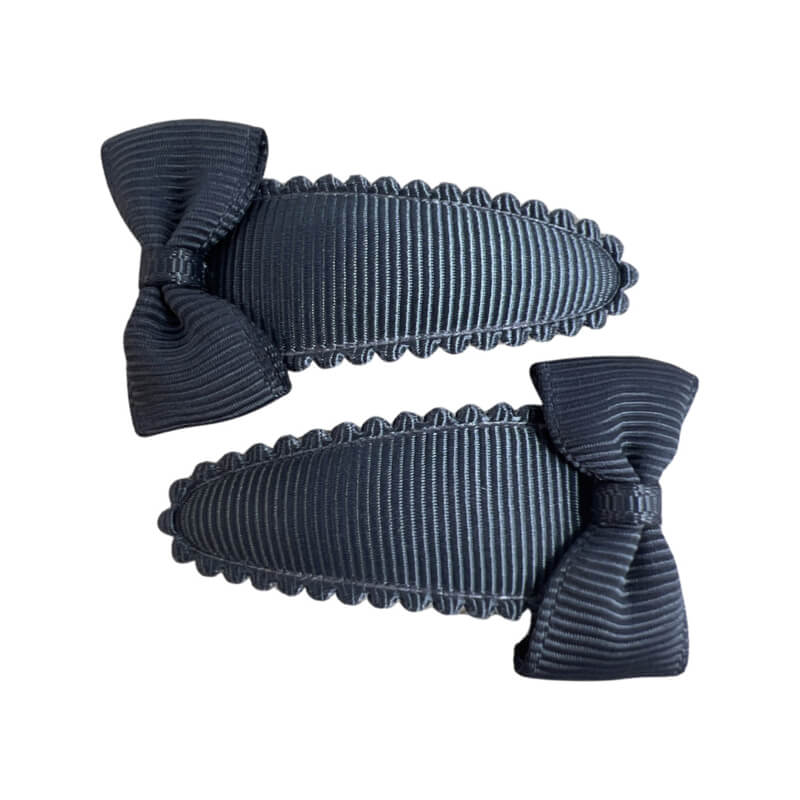 Haarspeldjes: Strikje grijs (klik klak 4,2cm)
