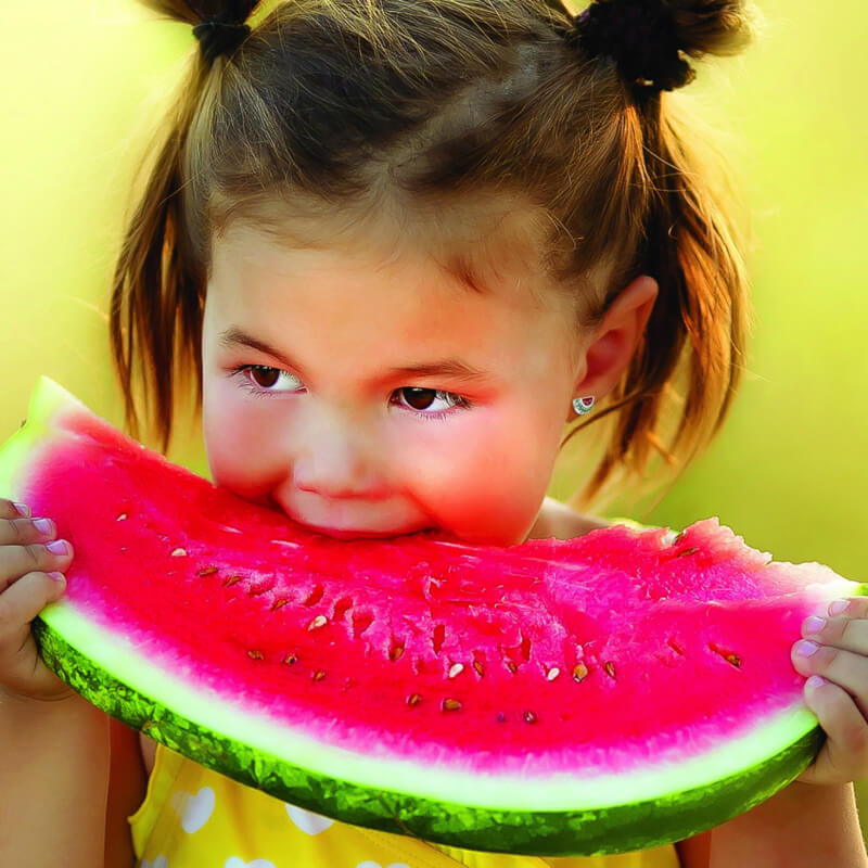 Zilveren kinderoorbellen: Watermeloen met schroefsluiting