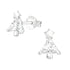 Zilveren kinderoorbellen: Kerstboom blanke kristallen