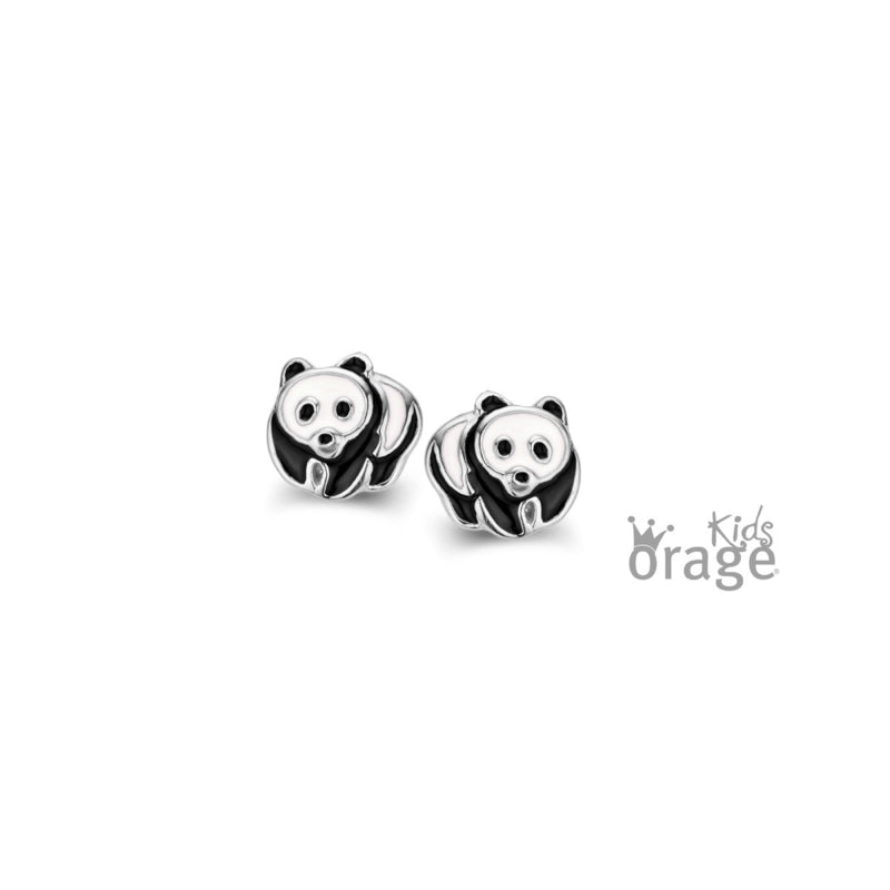 Zilveren kinderoorbellen: Panda (ORAGE)
