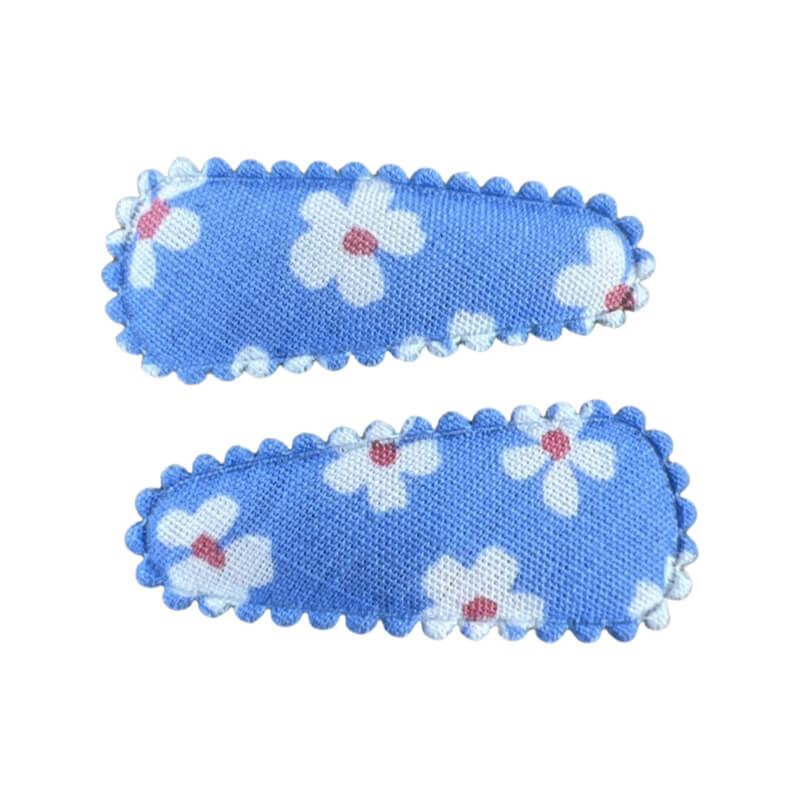 Haarspeldjes: Klein bloemetjes blauw (Klik klak 3cm)
