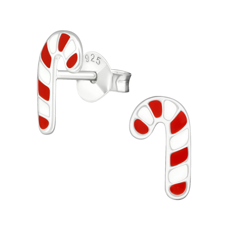 Zilveren kinderoorbellen: Candy cane