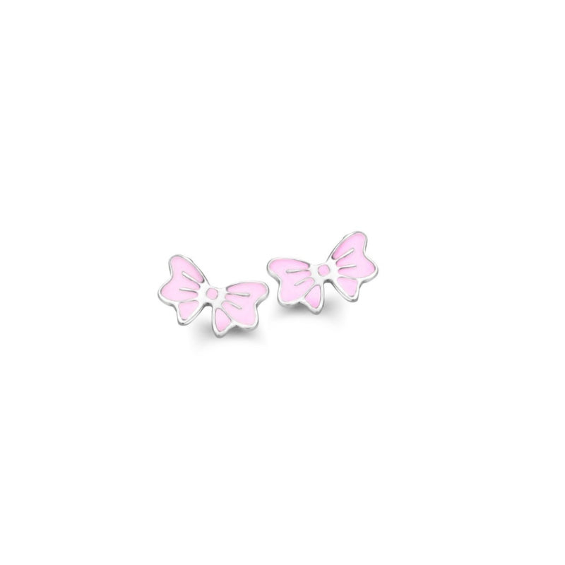 Zilveren kinderoorbellen: Strikje licht roze (Naiomy Princess)