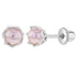 Zilveren kinderoorbellen: Roze parels met schroefsluiting