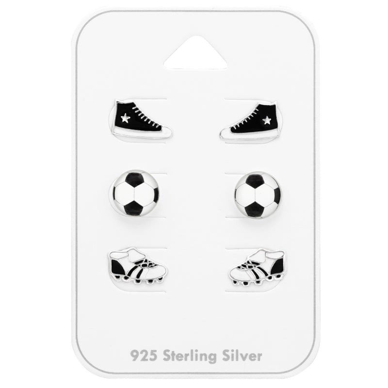 Zilveren kinderoorbellen: Voetbal (setjes)