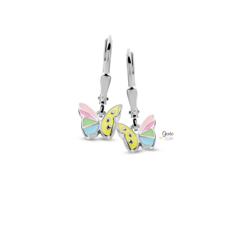 Zilveren kinderoorbellen: Pastel vlinder (brisure sluiting) (Gento for kids)
