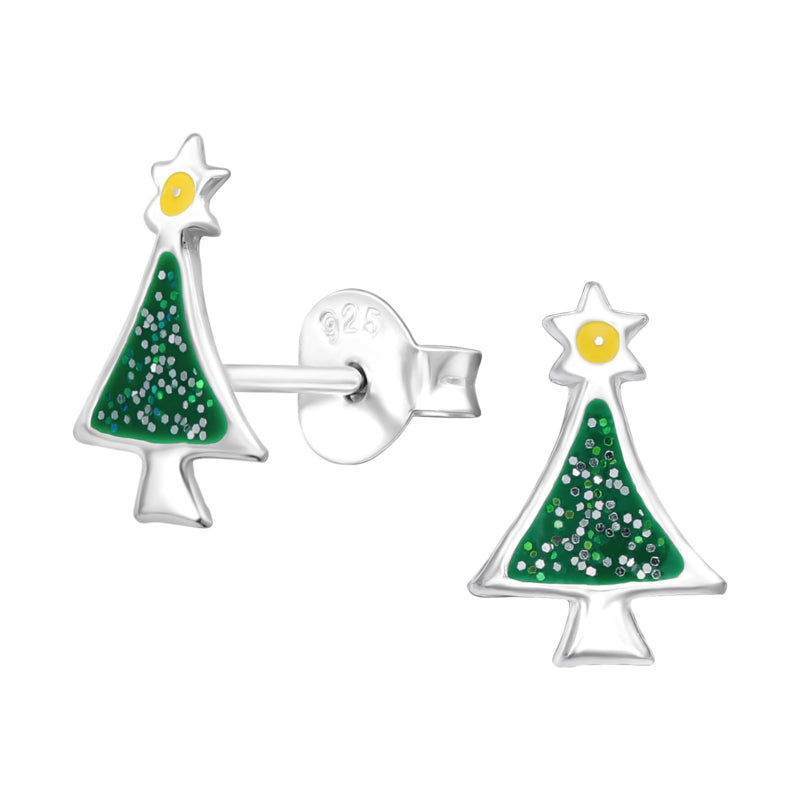 Zilveren kinderoorbellen: Kerstbomen
