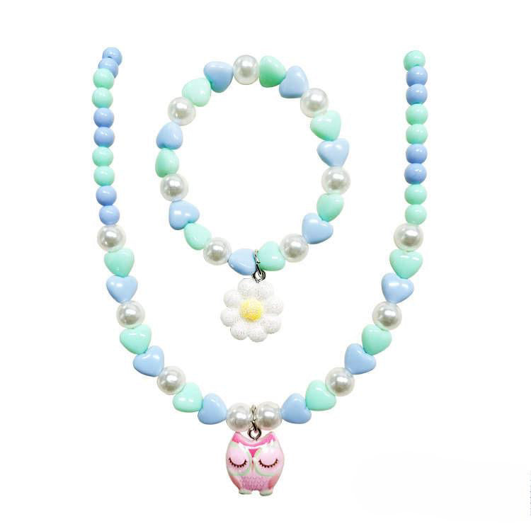 Kinderketting met armbandje: Uiltje/bloem