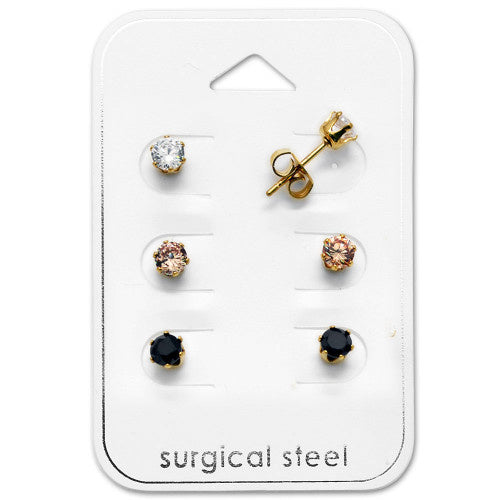 Chirurgisch staal kinderoorbellen: Kristallen (goud)