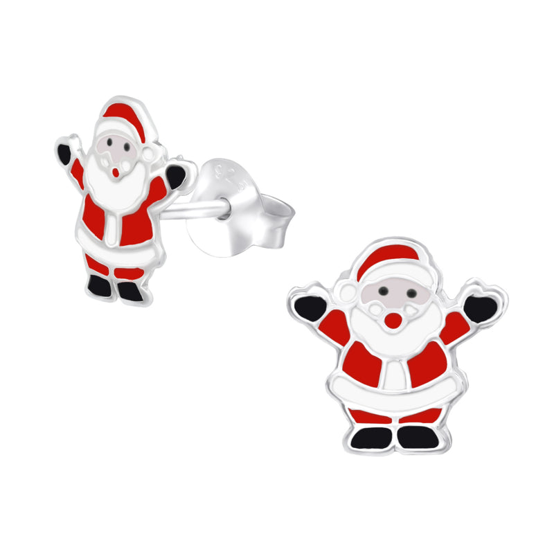 Zilveren kinderoorbellen: Kerstmannetjes