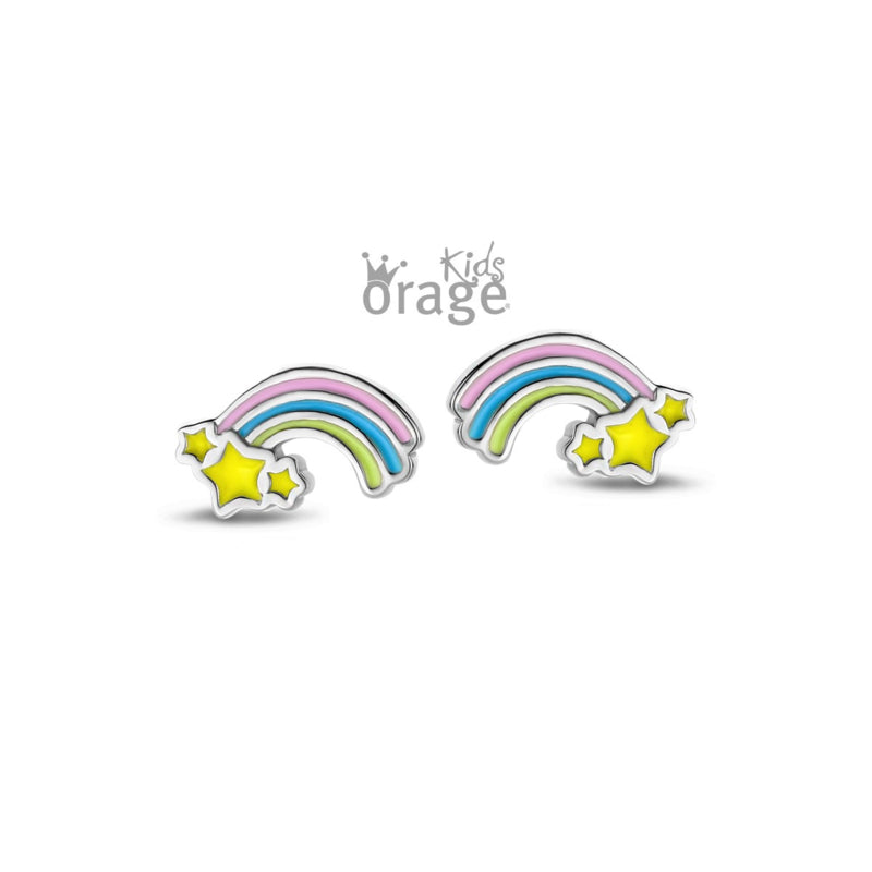 Zilveren kinderoorbellen: Regenboogje (ORAGE)